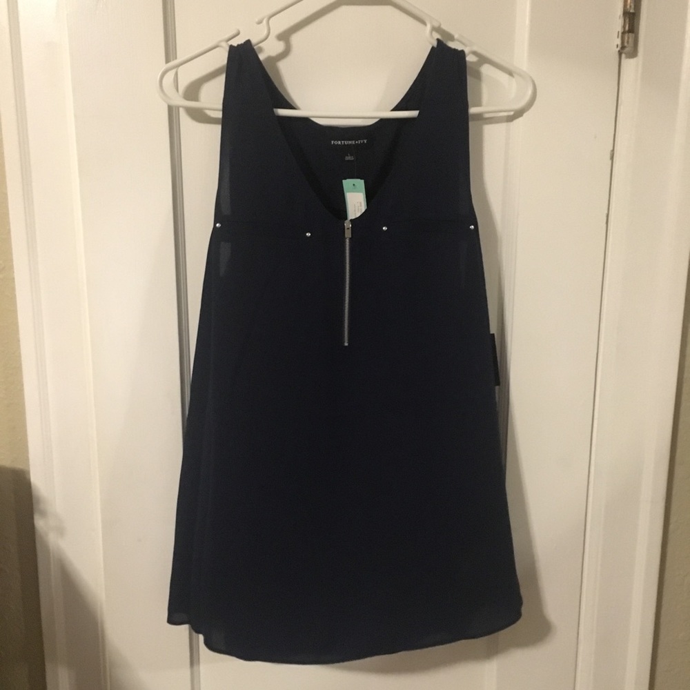 Fortune + Ivy Navy Tank Blouse